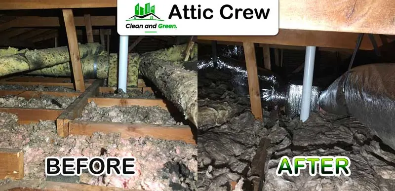 Air duct replacement: before and after photos from an Attic Crew job