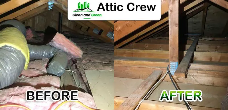 Attic cleanup: before and after