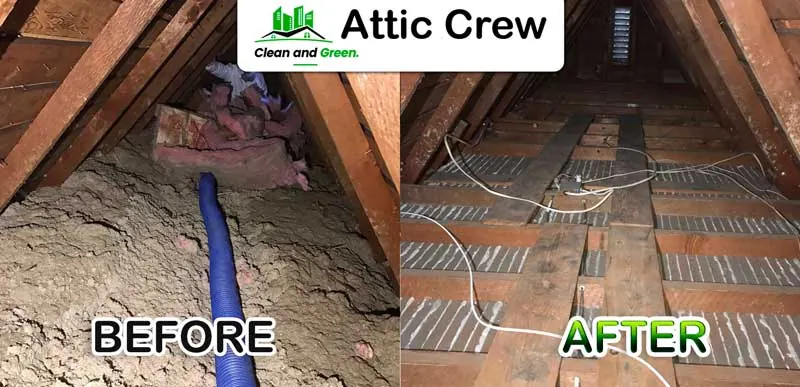 Attic cleanup: before and after