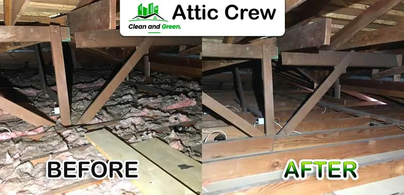 Attic cleanup: before and after