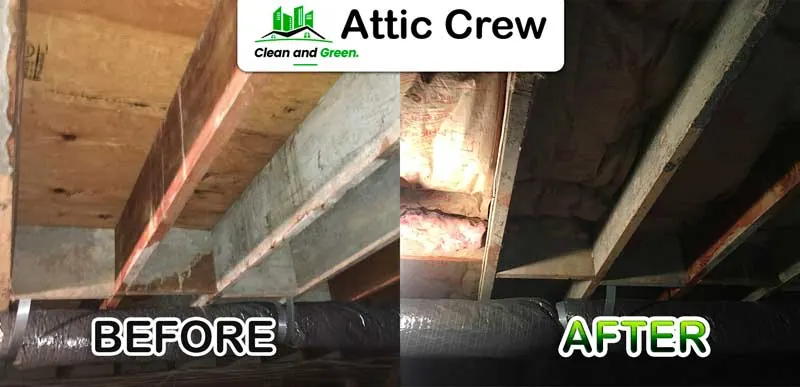 Crawl space cleaning: before and after