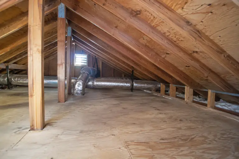 A cleared attic after cleanup.