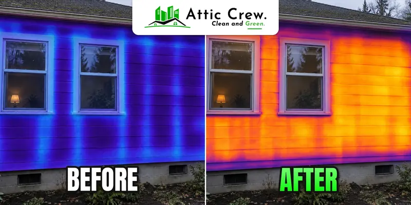Thermal imaging before and after wall insulation: before and after