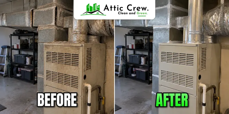 HVAC service in Tacoma garage utility room: before and after