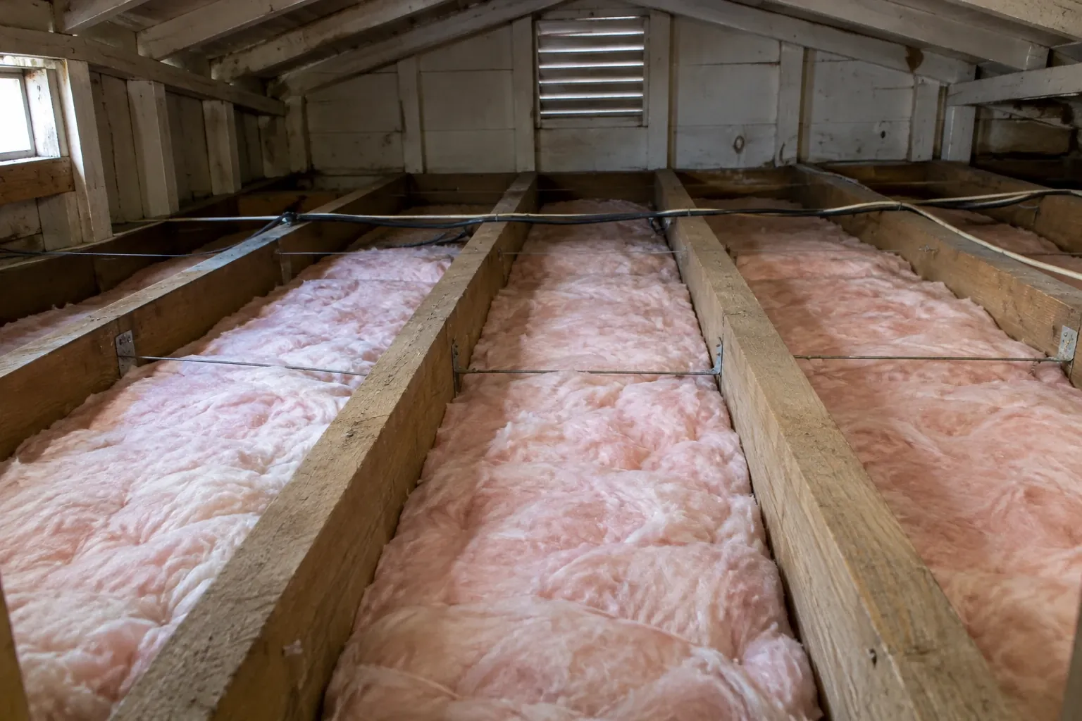 After: The attic insulation is now uniformly supported beneath the floor joists, restoring thermal performance and eliminating sagging.