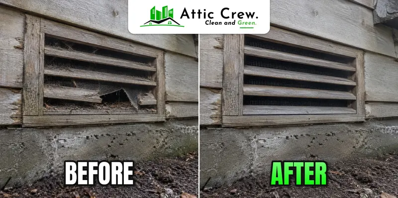 Foundation vent rebuild and screening: before and after
