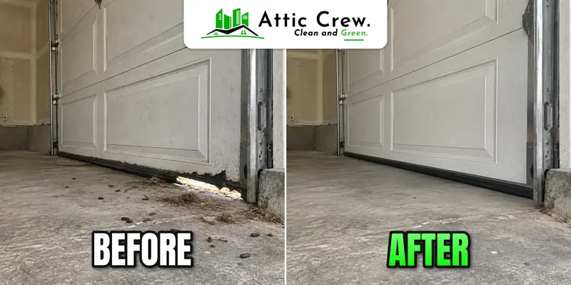 Garage door corner seal replacement: before and after